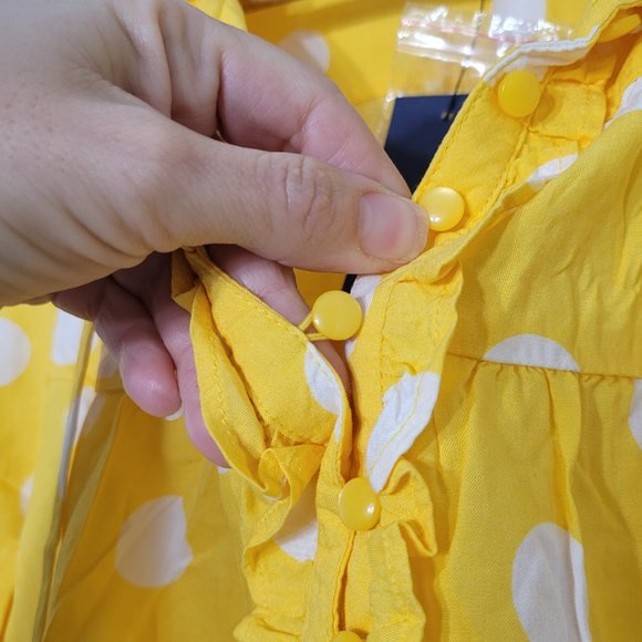 Crown & Ivy NEW Yellow White Polka Dot Dress A-Line Lightweight Midi Small NWT - Picture 8 of 13